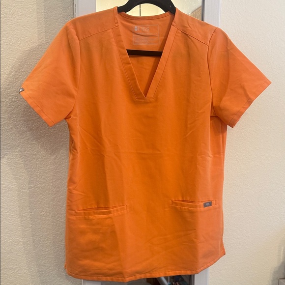 Figs Tops - Figs Bright Orange V-Neck Shirt